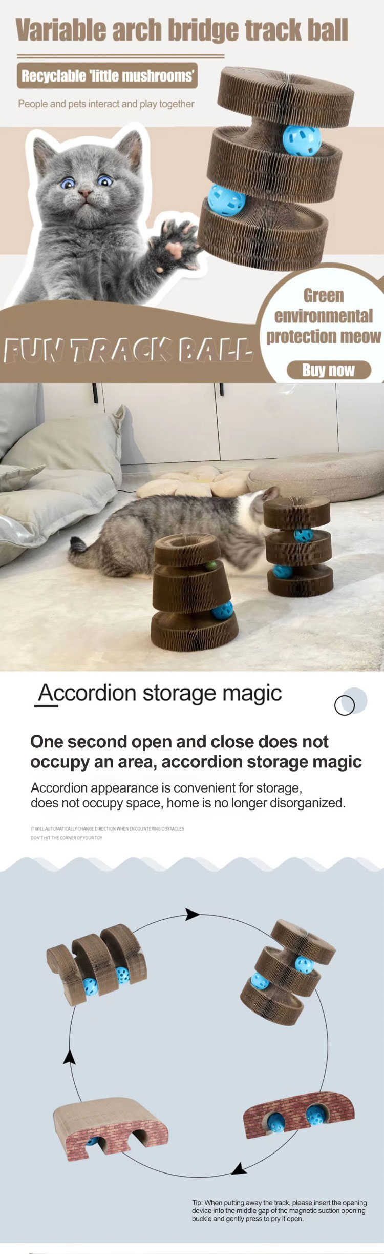 New Magic Accordion Cat Scratching Variable track Ball Toy
