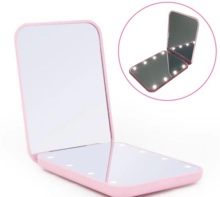 Portable mirror with LED
