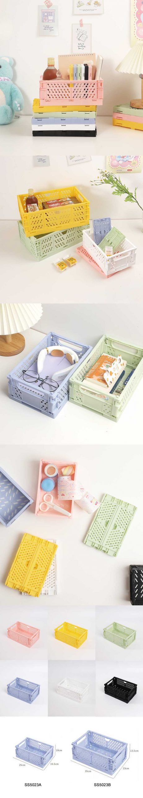 Foldable desktop storage basket