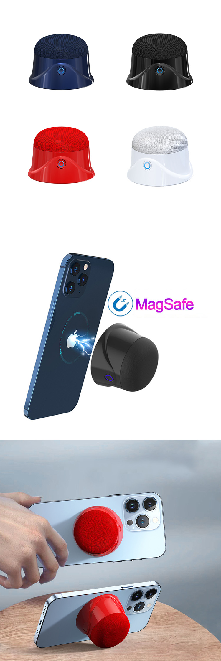 Mini Magnetic Phone Stand Bluetooth Speaker