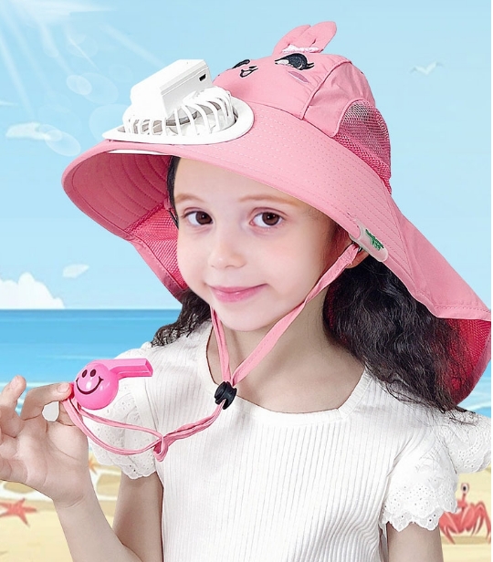 Sun visor with fan for kids