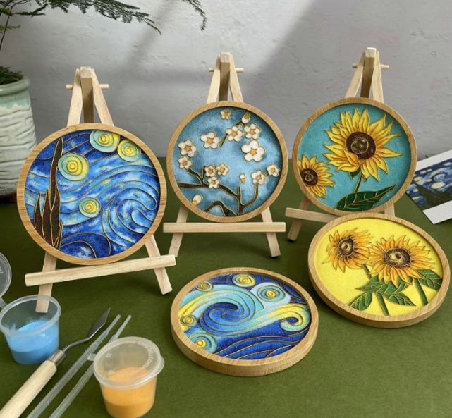 Cloisonne enamel coasters