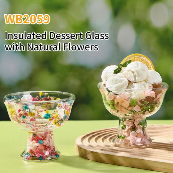 Insulated Dessert Glass with Natural Flowers