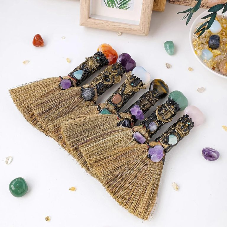 Crystal Broomstick Witch Decor