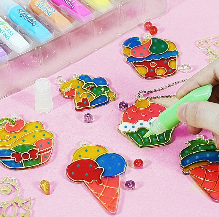 DIY Crystal Pendant No-bake Glue Painting