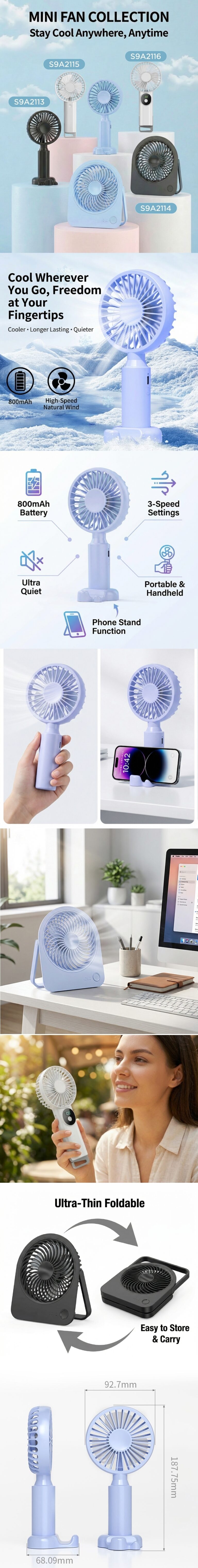 Mini Rechargeable Handheld Fan
