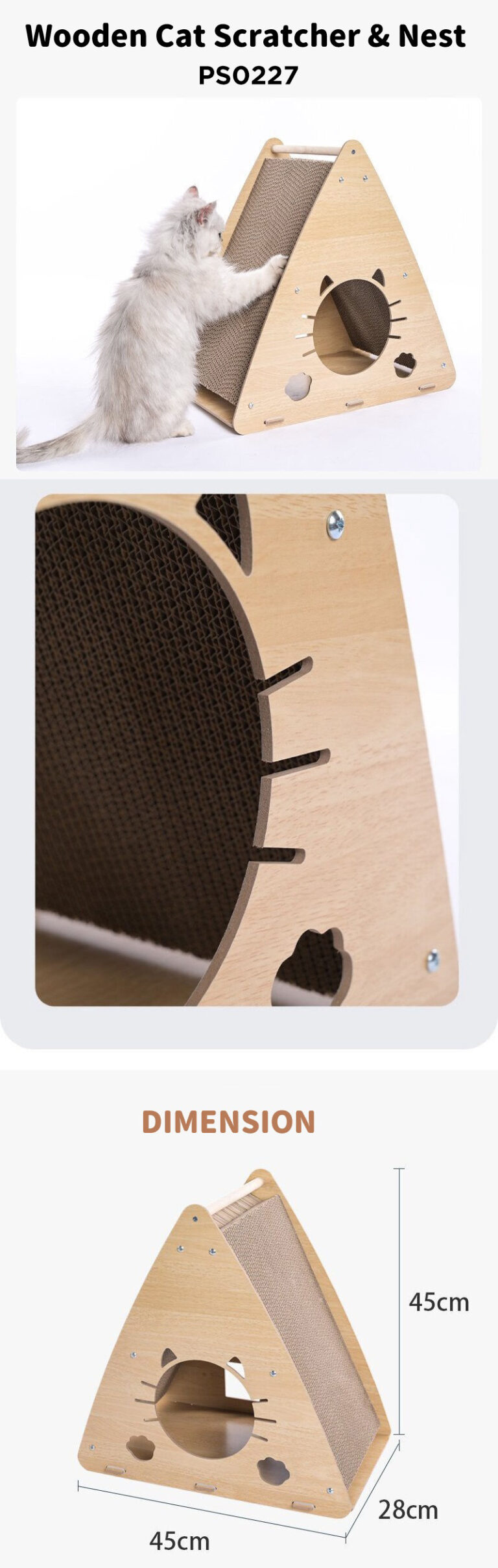 Wooden Cat Scratcher & Nest