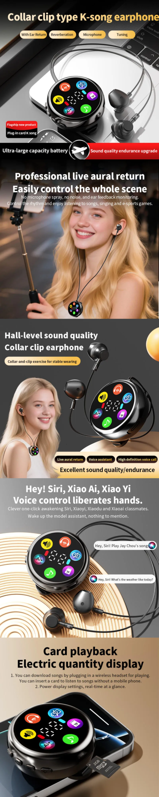 Clip on Bluetooth Karaoke Headset