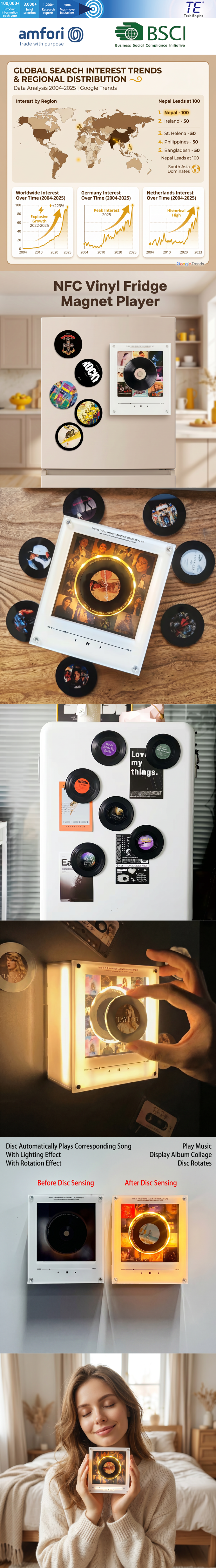 NFC Vinyl Fridge Magnet Player