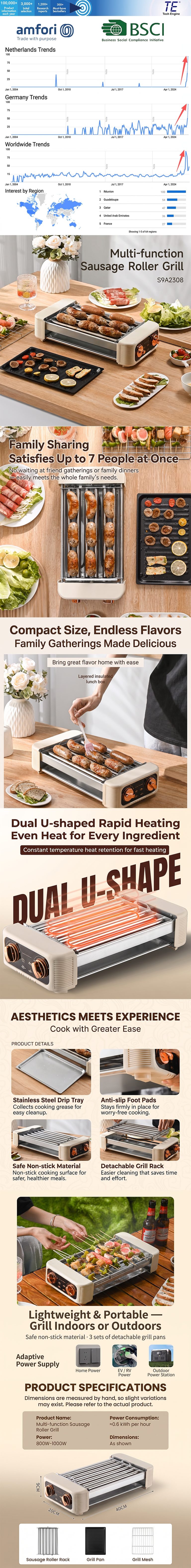 Multi-function Sausage Roller Grill