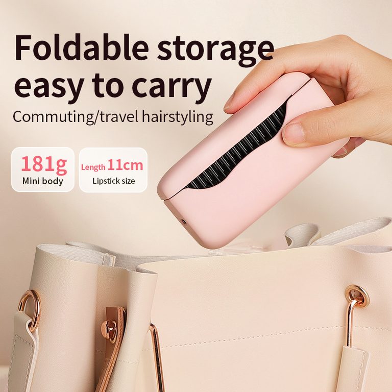 Cordless Foldable Hair Straightener Brush